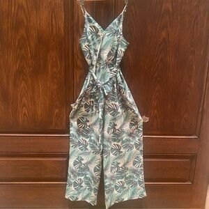 Tropical Leaf Print Jumpsuit